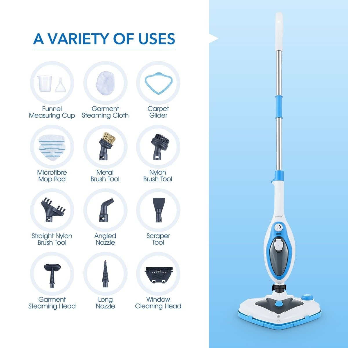 DS BD New Maxkon 13-in-1 Steam Mop 1500W Handheld Steamer Multiple Function