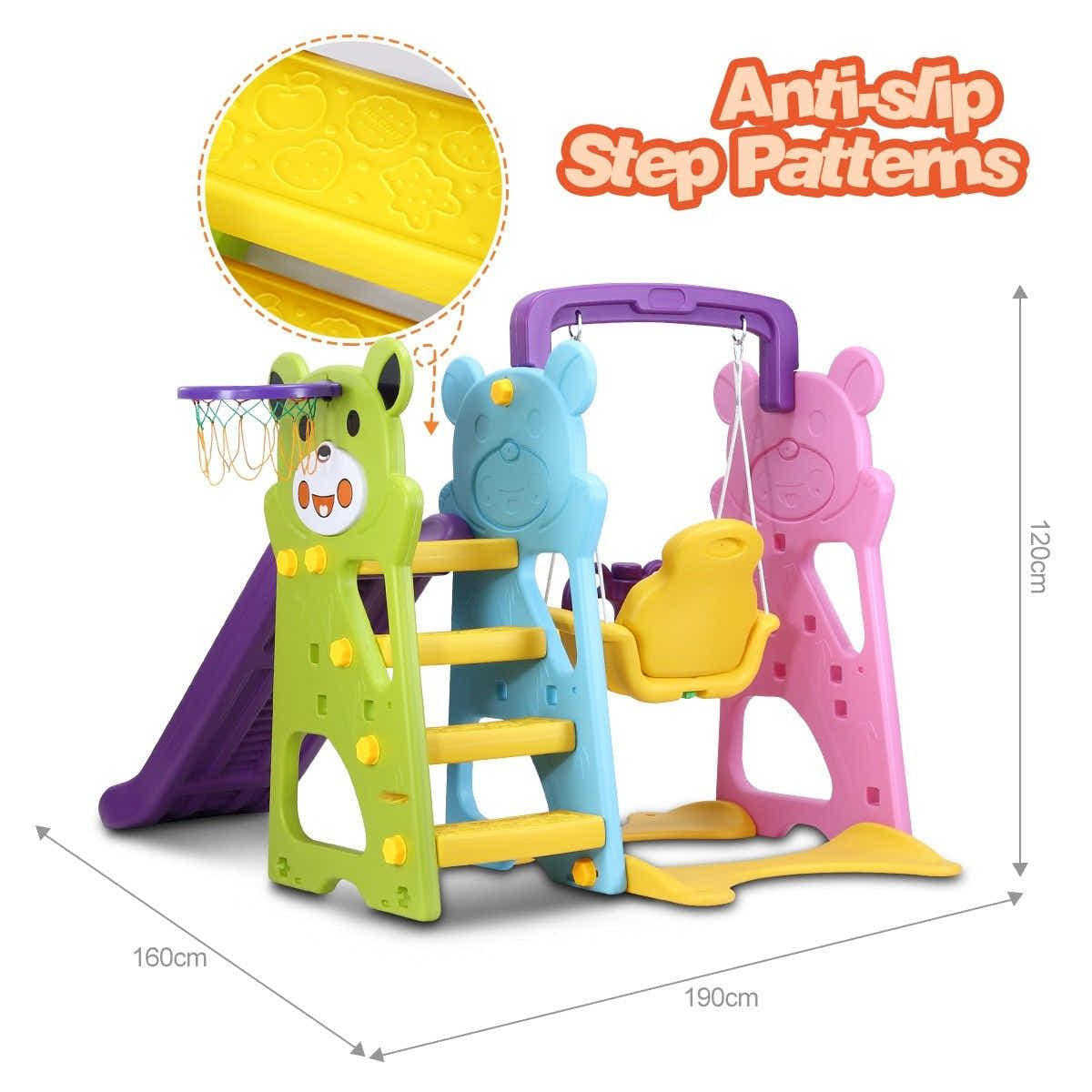 DS BD Colourful Swing Slide Basketball Playground Set Kids Play Gym