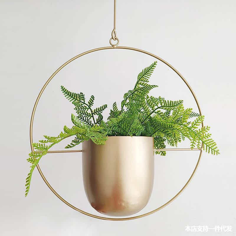DS BS Minimalist Metal Plant Hanger Round Shape-Gold