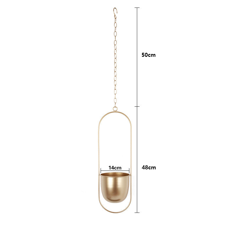 DS BS Minimalist Metal Plant Hanger Oval Shape-White