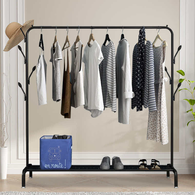 DS BS Metal 7 Hook Garment Rack Clothes Coat Stand 150cm-Black