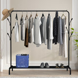 DS BS Metal 7 Hook Garment Rack Clothes Coat Stand 150cm-Black