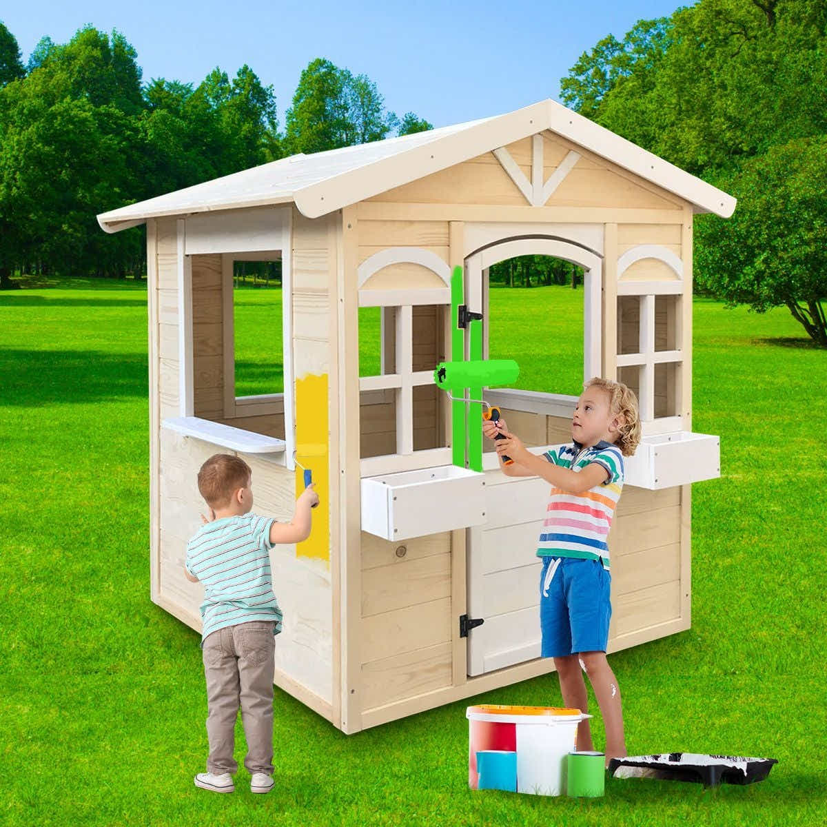 DS BD Outdoor Kids Cubby House Wooden Playhouse