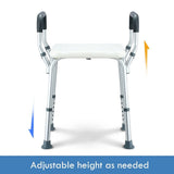 DS BD Adjustable Shower Chair Seat Bath Stool with Padded Armrests