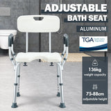 DS BD Medical Shower Chair Bathtub Bath Seat Stool with Back and Armrests