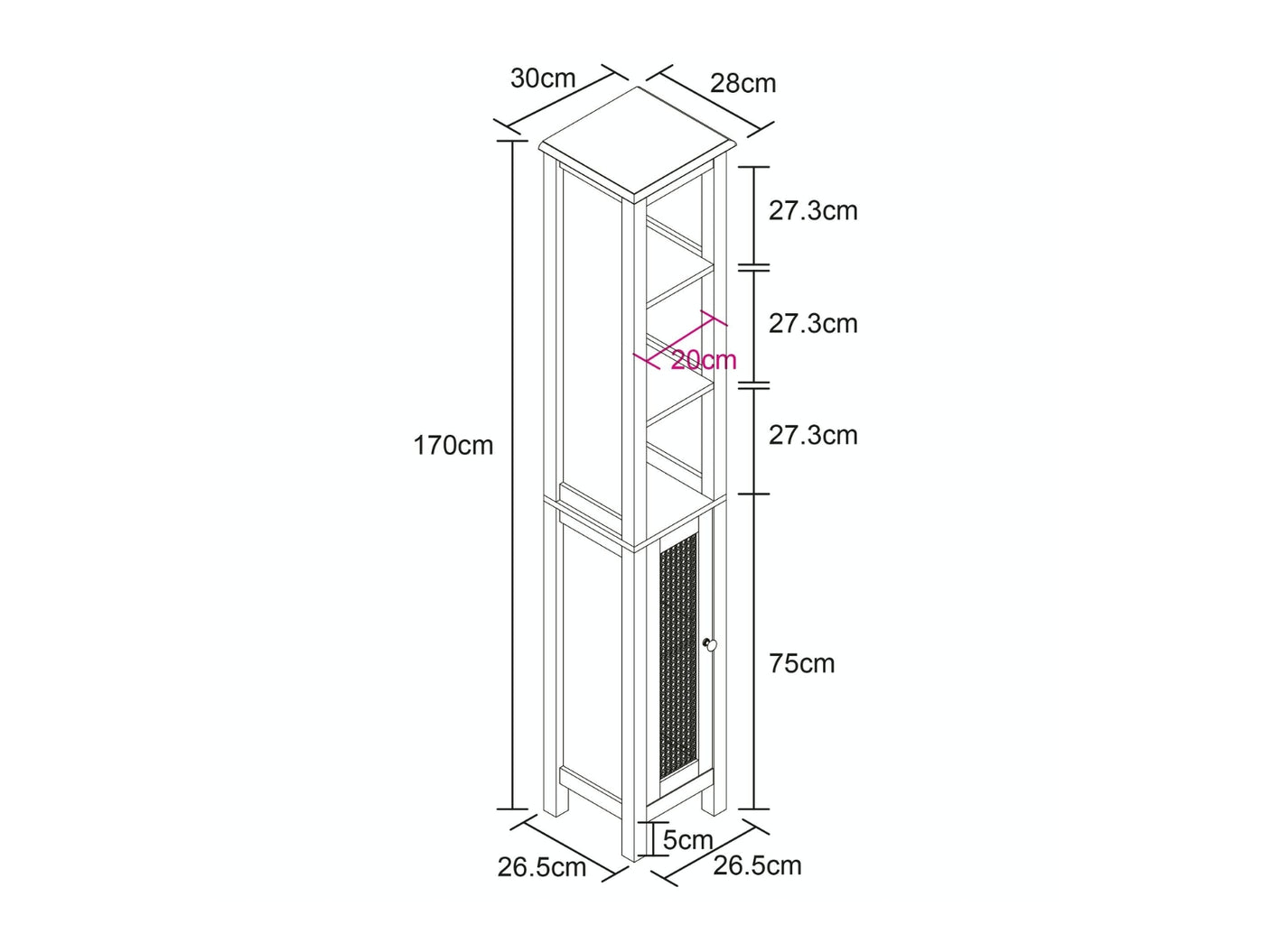 Rattan Tower Cabinet