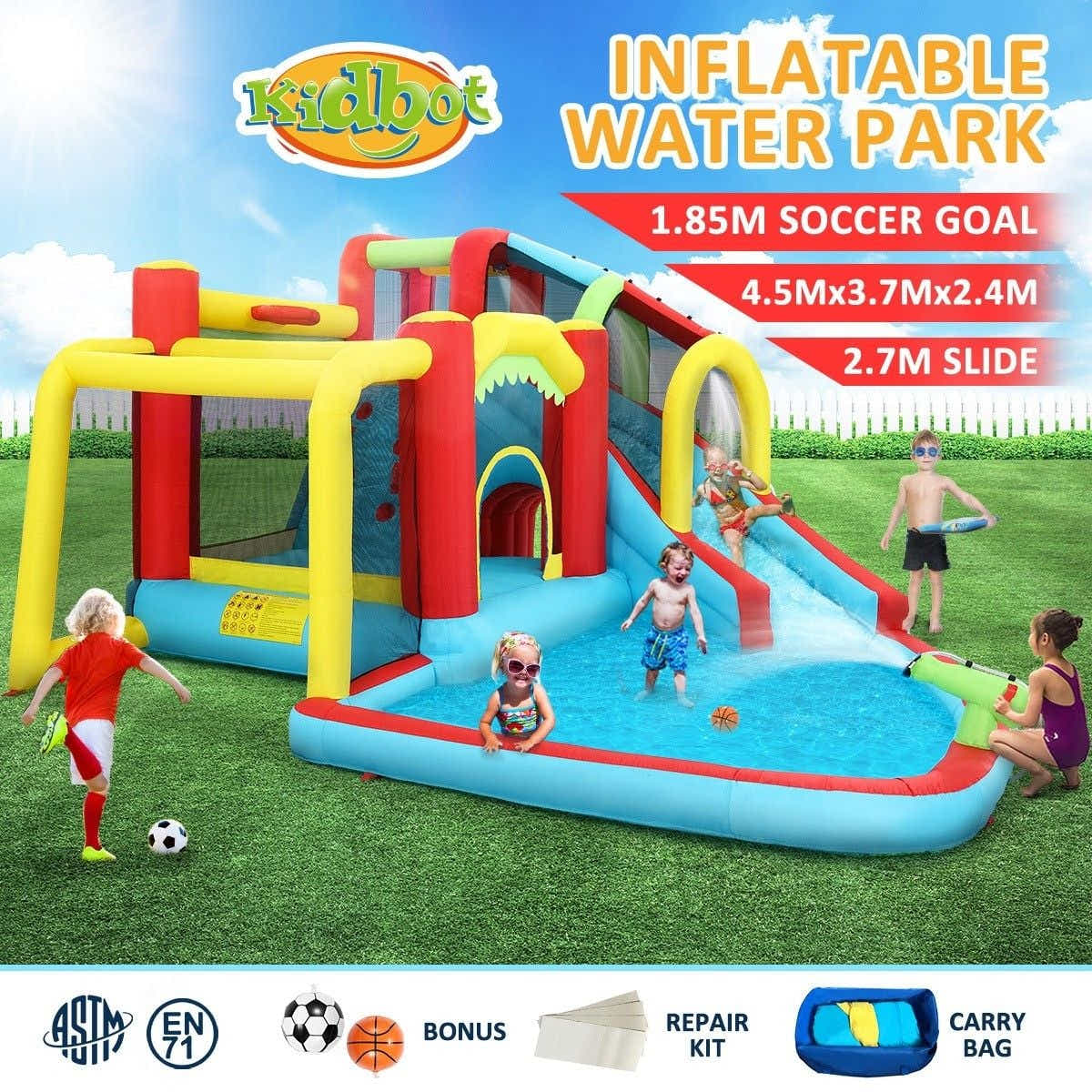 DS BD 8 In 1 Inflatable Water Park Slide Jumping Castle Soccer Goal with Cannon