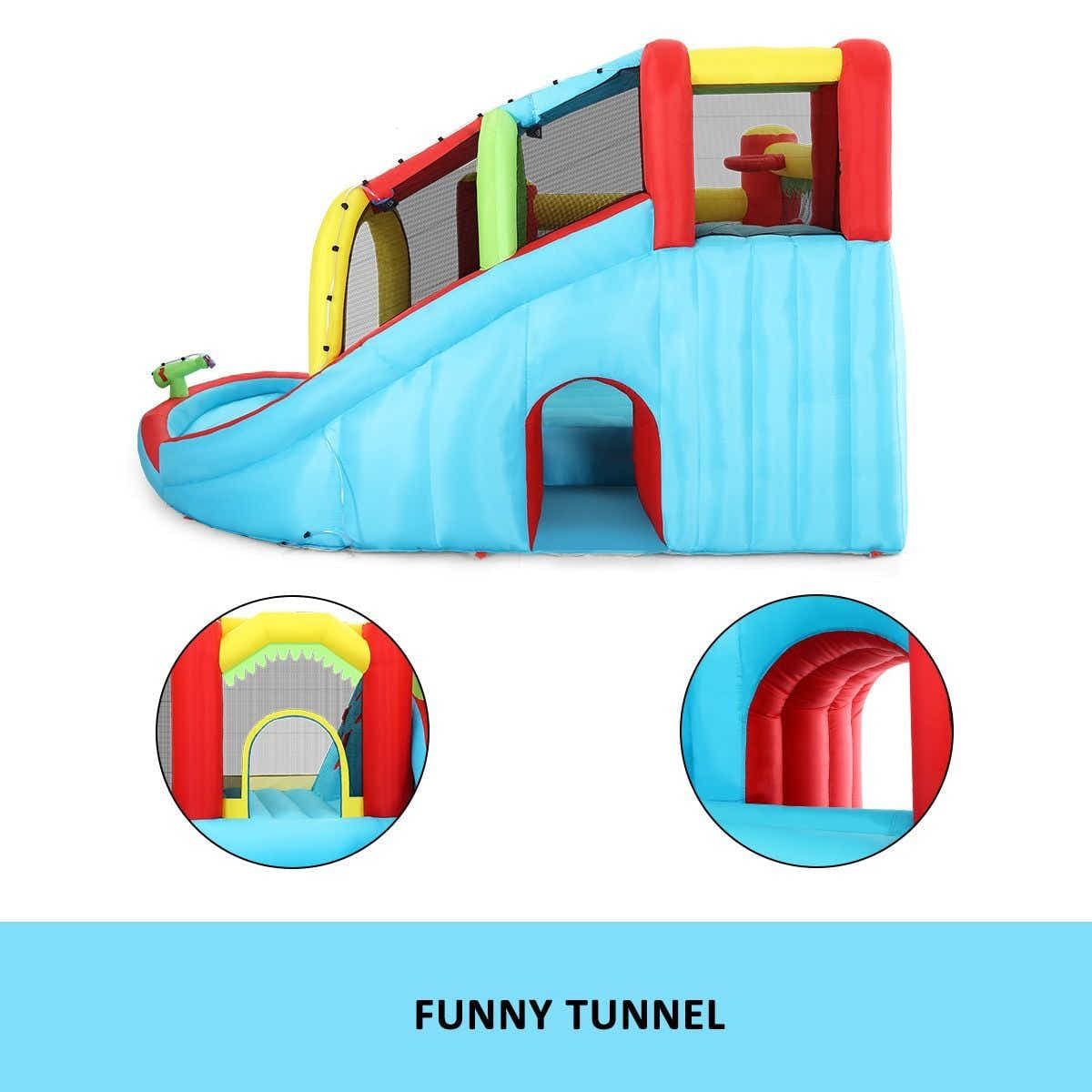 DS BD 8 In 1 Inflatable Water Park Slide Jumping Castle Soccer Goal with Cannon