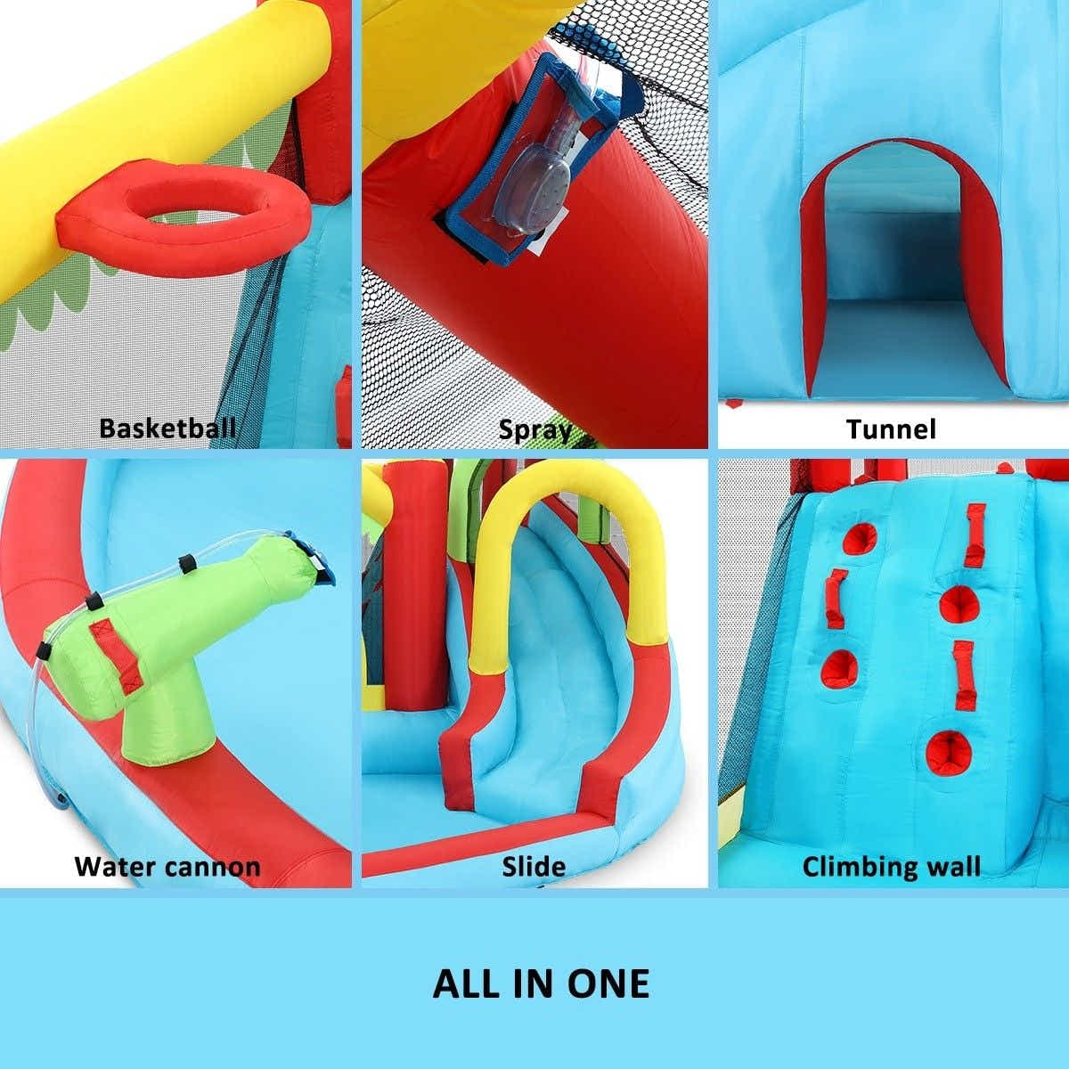 DS BD 8 In 1 Inflatable Water Park Slide Jumping Castle Soccer Goal with Cannon