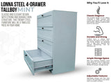 Lonna Steel 4-Drawer Tallboy - Mint