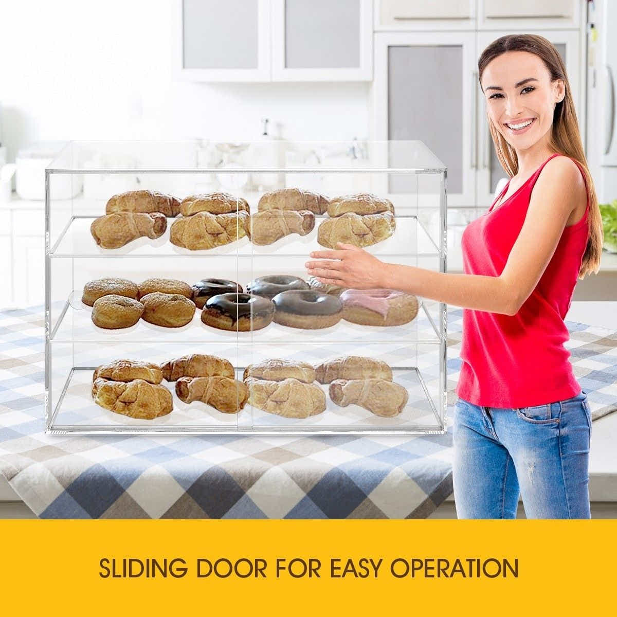 DS BD Acrylic Bakery Cake Display Cabinet Donuts Pastries 3Tier Large 5mm Thick