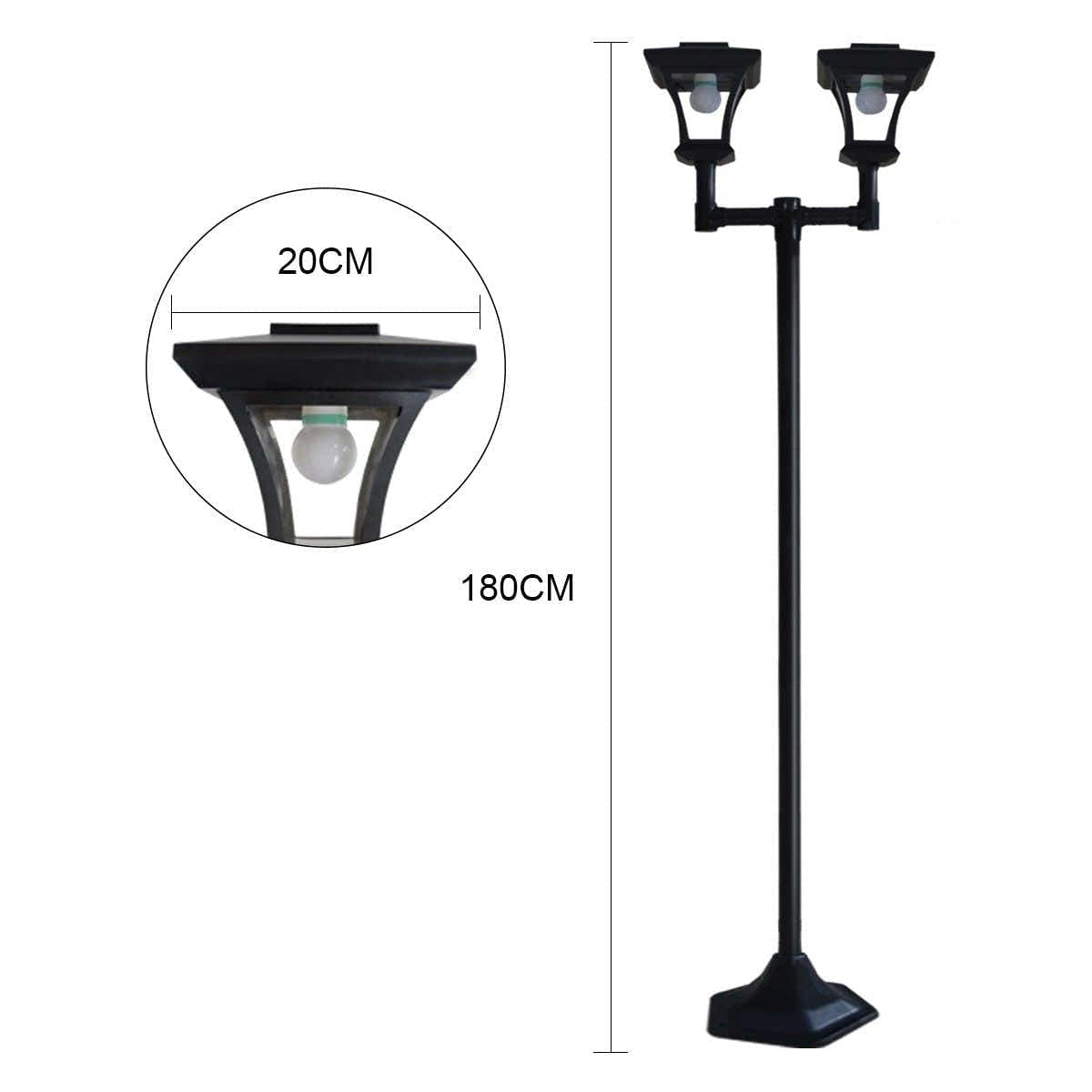 DS BD Deluxe Outdoor Solar Lights Garden Lamp Post with Double