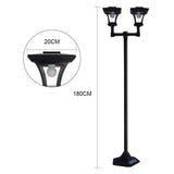DS BD Deluxe Outdoor Solar Lights Garden Lamp Post with Double