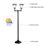 DS BD Deluxe Outdoor Solar Lights Garden Lamp Post with Double