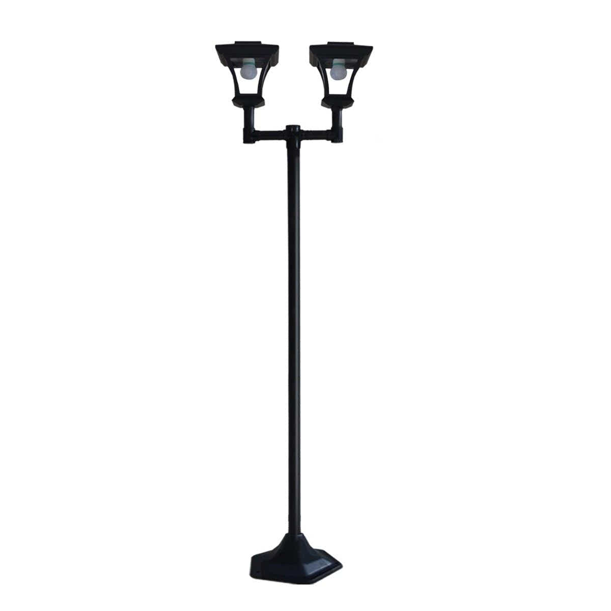 DS BD Deluxe Outdoor Solar Lights Garden Lamp Post with Double