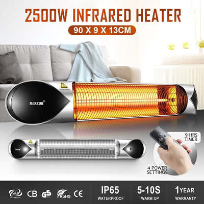 DS BD New Maxkon 2500W Carbon Fibre Infrared Heater Instant Heat Remote Control