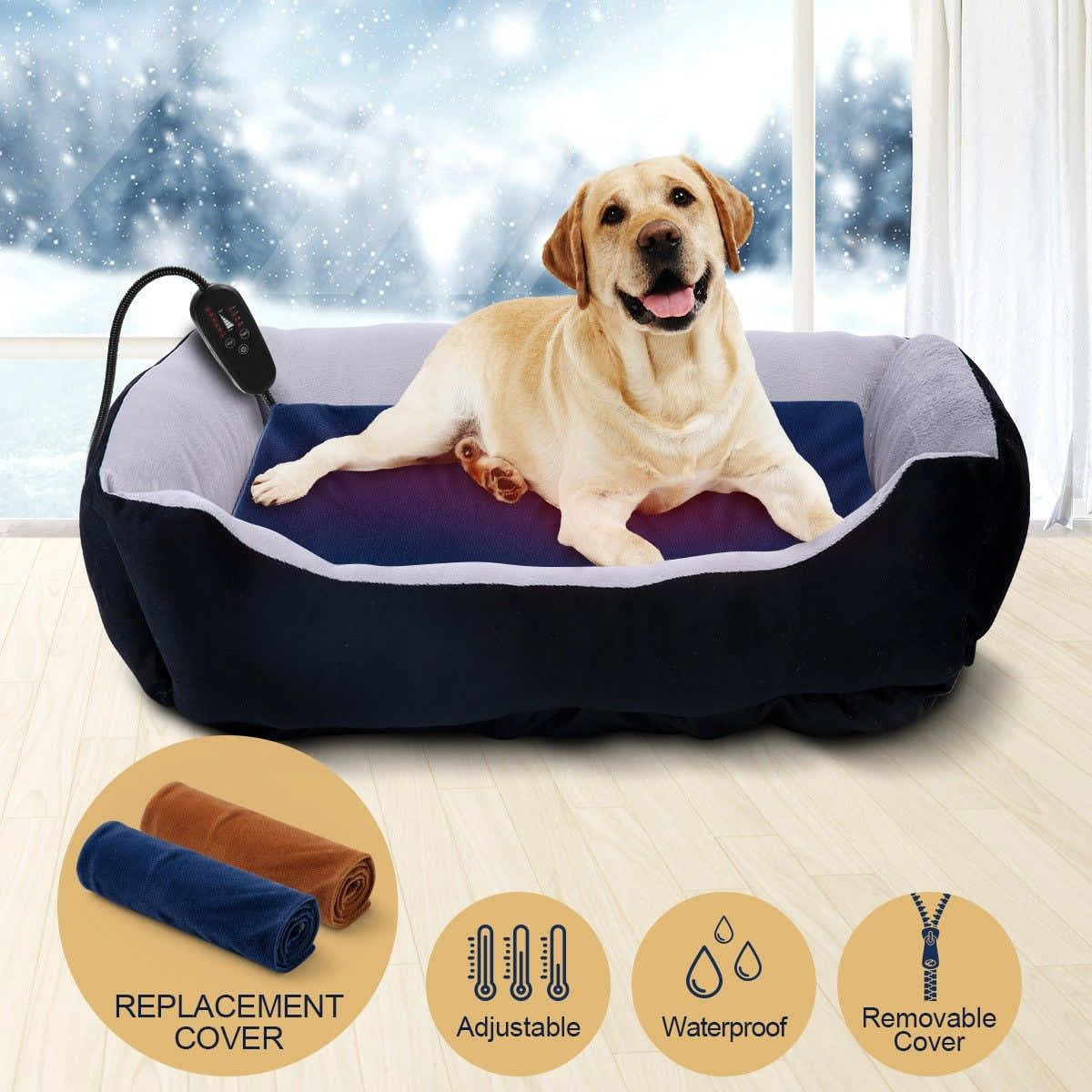 DS BD Heated Dog Cat Pad Puppy Electric Heater Blanket Pet Protection 60x45cm L