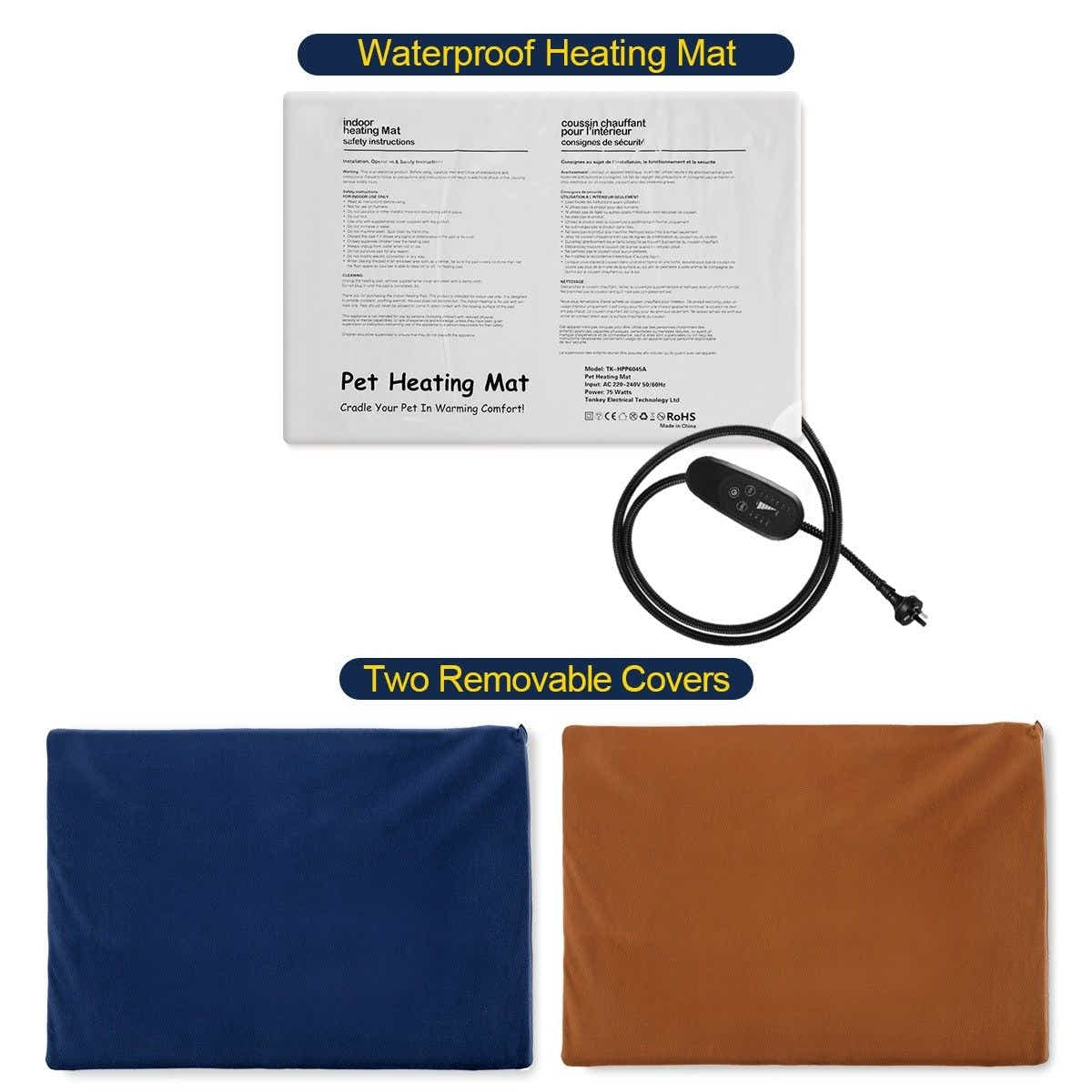 DS BD Heated Dog Cat Pad Puppy Electric Heater Blanket Pet Protection 60x45cm L
