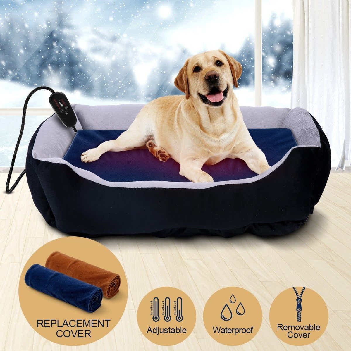 DS BD Heated Dog Pad Pet Cat Doggy Bed Puppy Electric Heater Mat XL 75x45cm