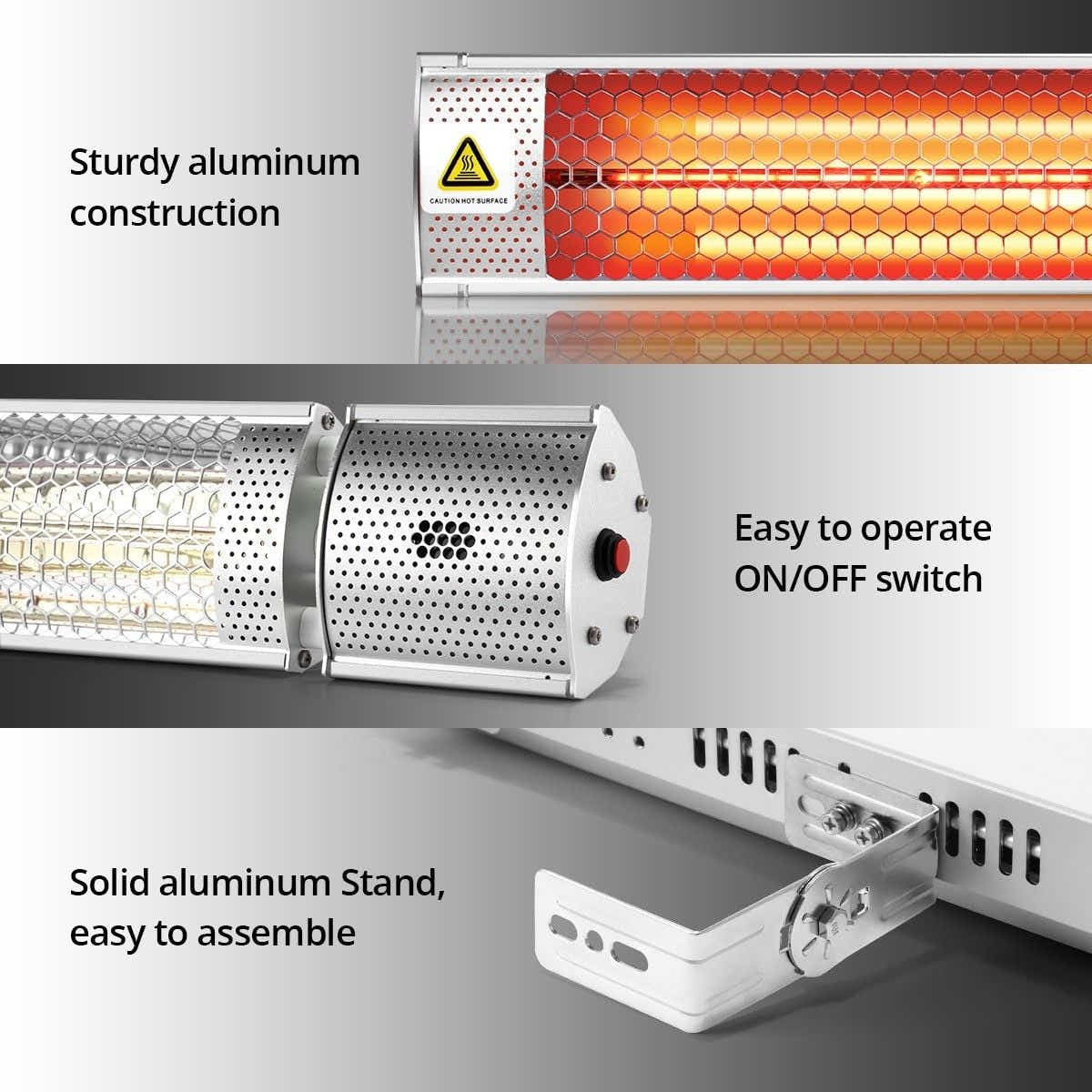 DS BD Maxkon 2000W Electric Outdoor Halogen Infrared Patio Heater Radiant