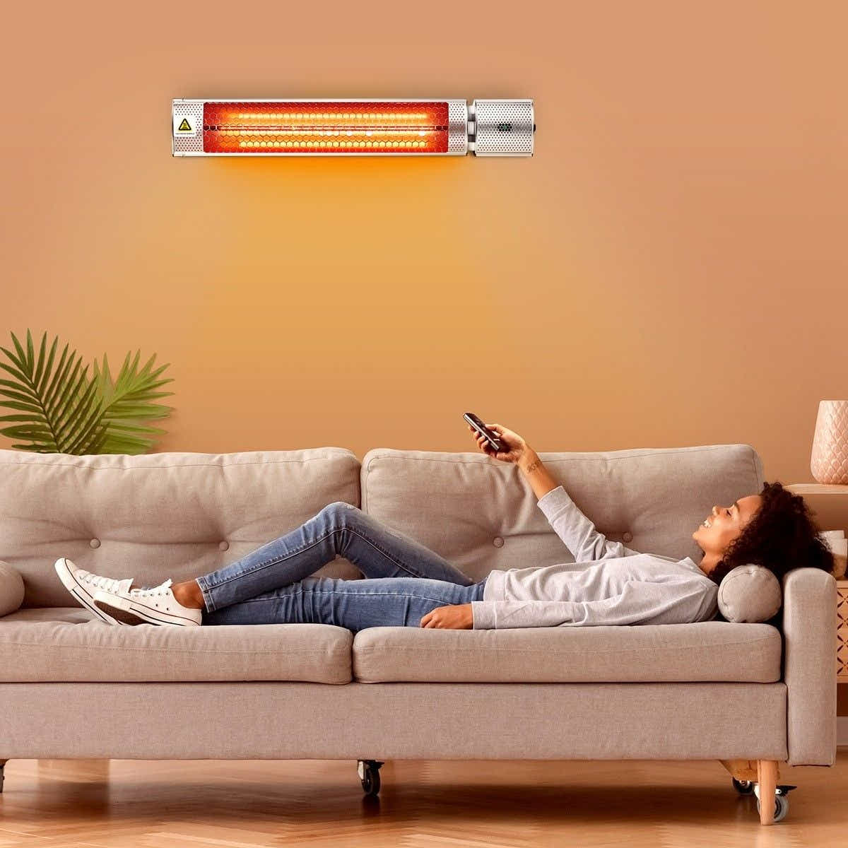 DS BD Maxkon 2000W Electric Outdoor Halogen Infrared Patio Heater Radiant