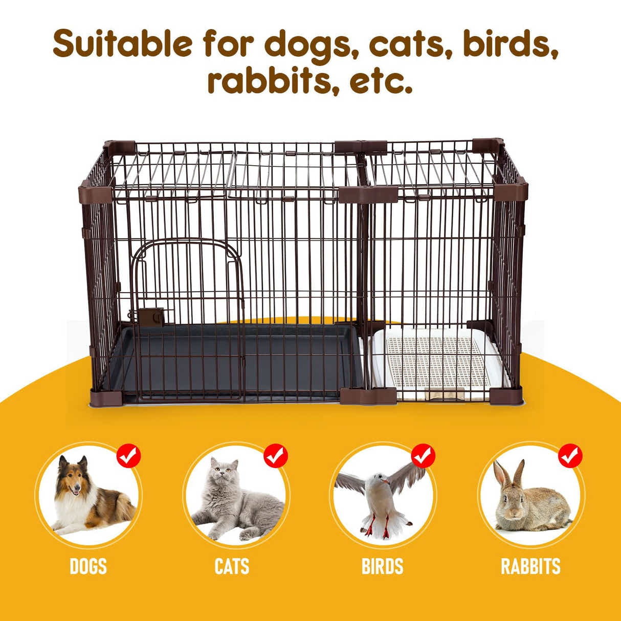 DS BD Dog Cage Cat Crate Doggy Kennel Puppy Playpen Enclosure House Toilet Tray