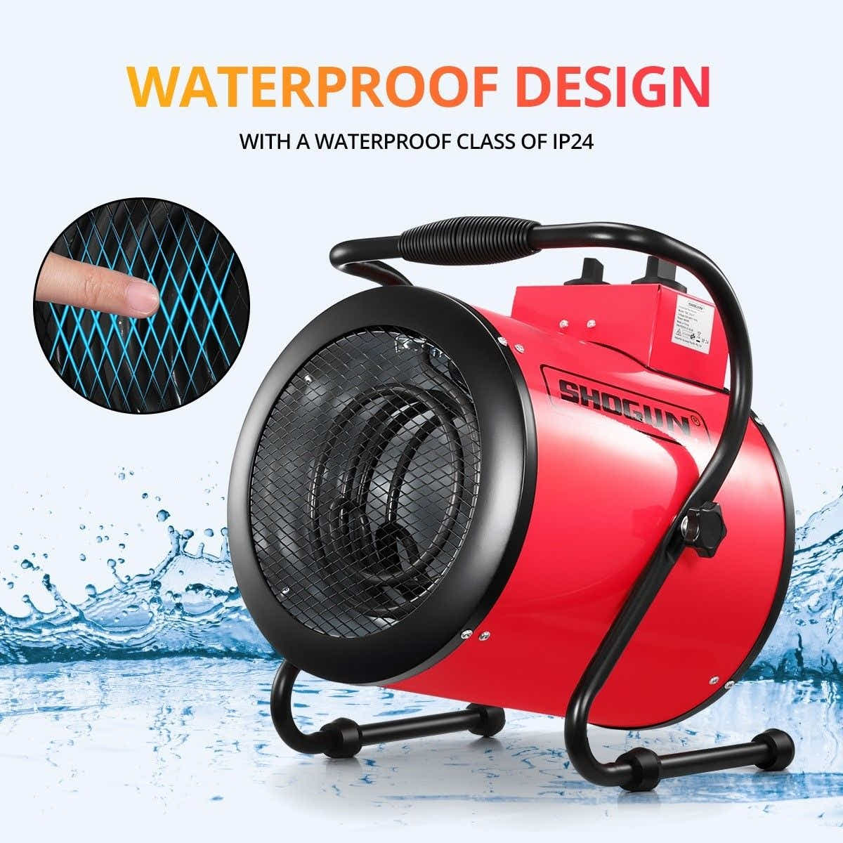 DS BD 2-in-1 3000W Portable Electric Industrial Fan Heater Free Standing SAA Red
