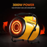 DS BD 2-in-1 3000W Electric Industrial Fan Heater Free Standing SAA Yellow