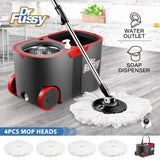 DS BD Spin Rotating Mop Bucket Set Dr Fussy 360 Degree and 4 Microfibre Heads