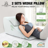 DS BD Luxdream 2 Pcs Foam Bed Wedge Pillow and with Breathable Bamboo Cover
