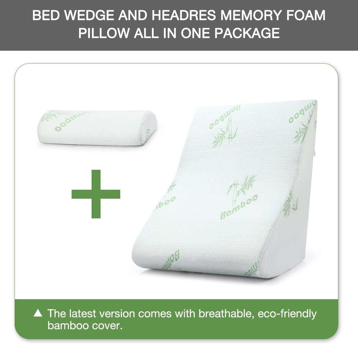 DS BD Luxdream 2 Pcs Foam Bed Wedge Pillow and with Breathable Bamboo Cover