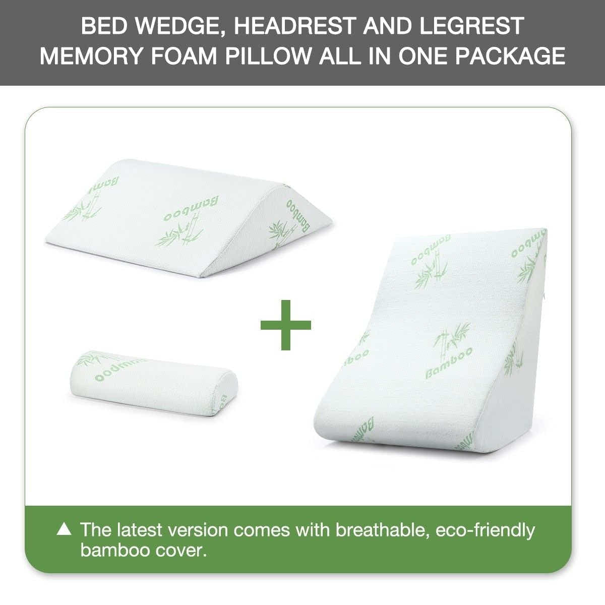 DS BD Luxdream 3 Pcs Foam Bed Wedge Pillow Leg Elevation Breathable Cover