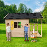 DS BD Wooden Cubby House for Kids Outdoor Playhouse with Flooring