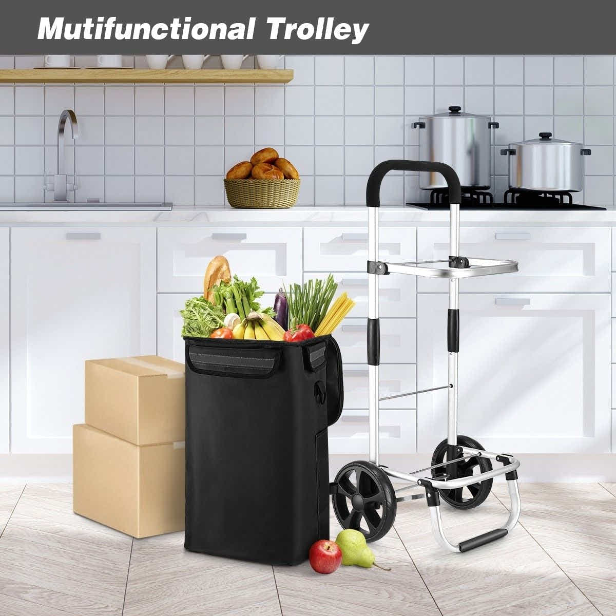 DS BD Shopping Cart Foldable Trolley Grocery Bag Waterproof Aluminium Black