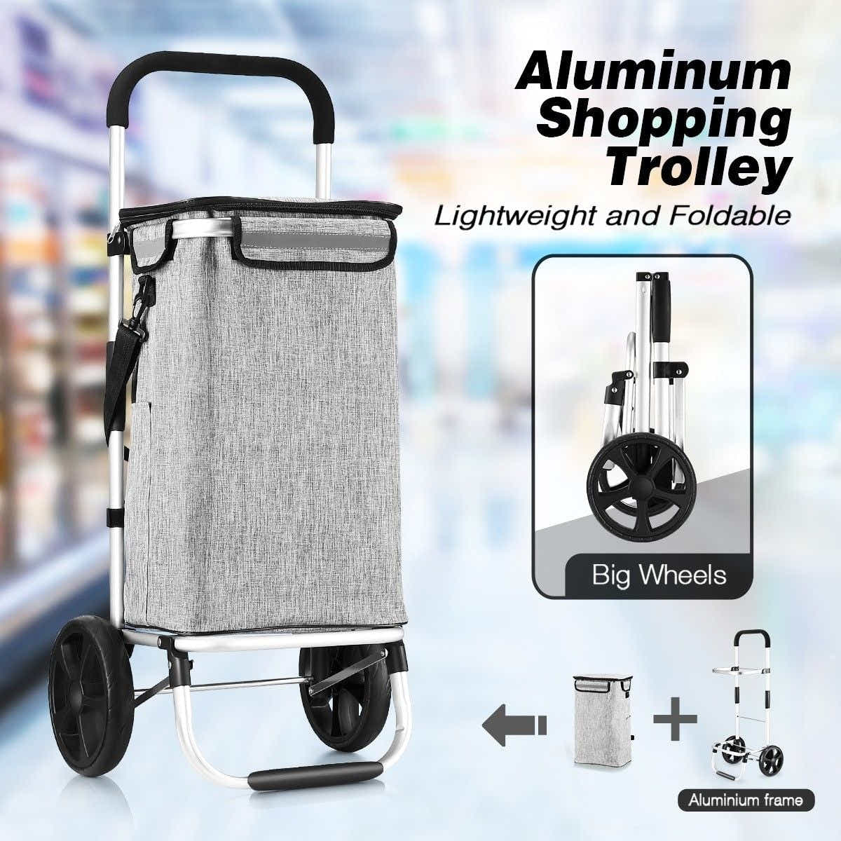 DS BD Shopping Cart Foldable Waterproof Aluminium Storage Market Granny Grey