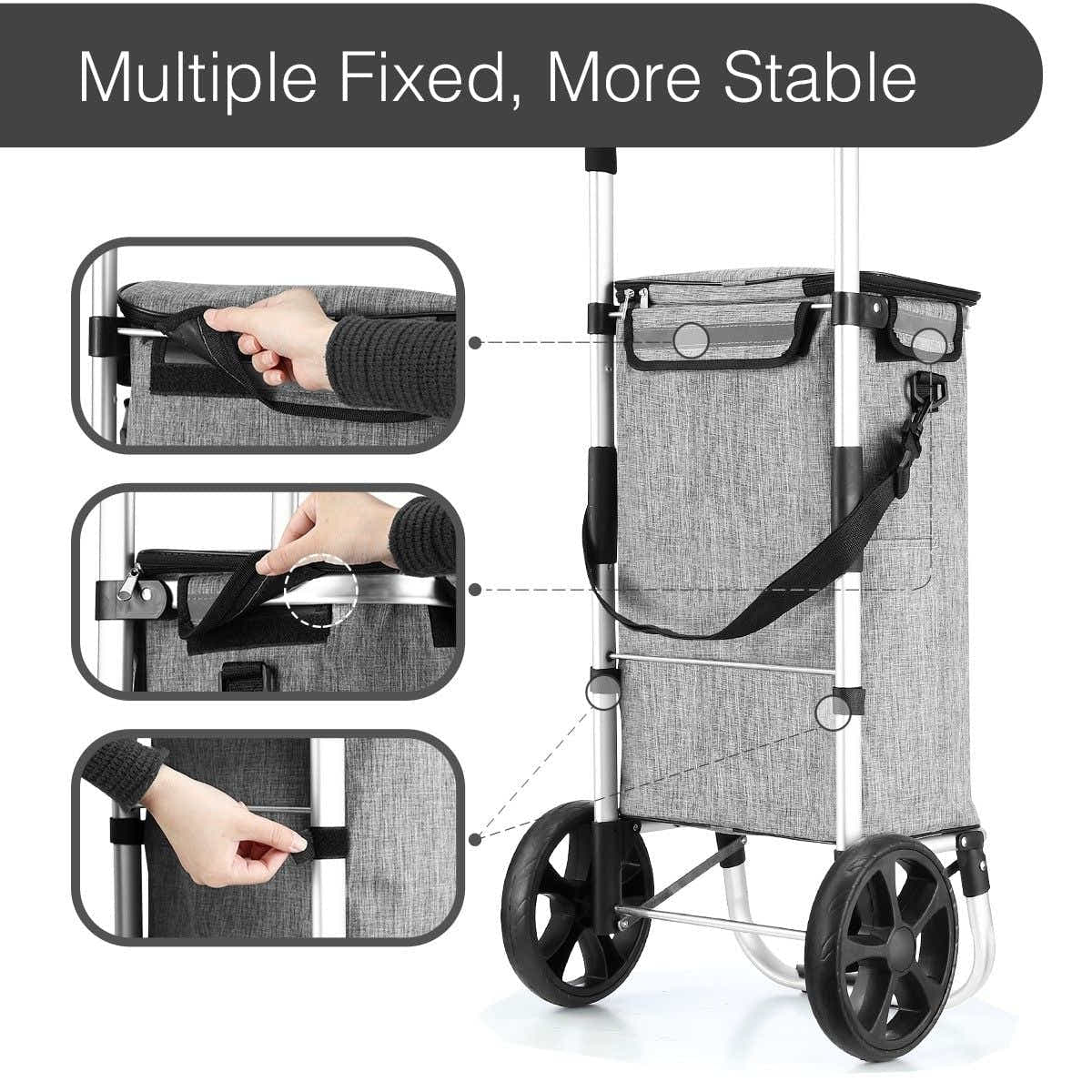 DS BD Shopping Cart Foldable Waterproof Aluminium Storage Market Granny Grey