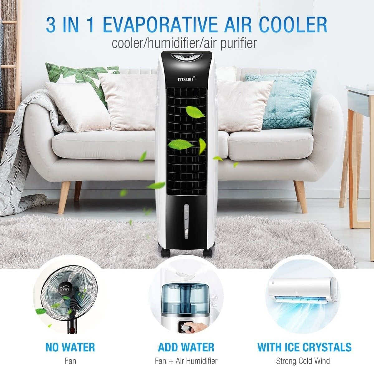 DS BD Maxkon 3 In 1 Portable Evaporative Air Cooler Purifier Remote Humidifier