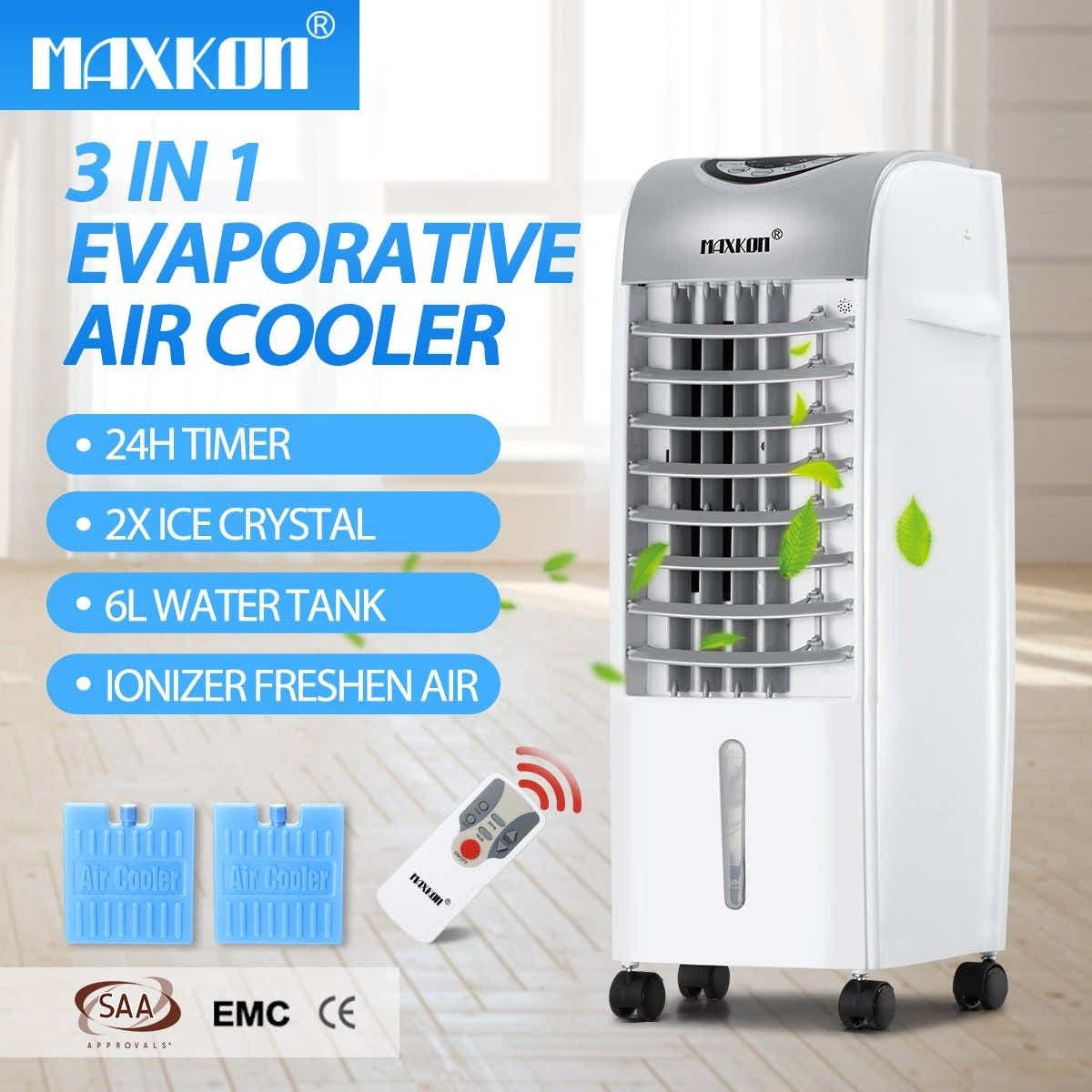 DS BD Maxkon Multi-functional 6L Evaporative Air Cooler Remote Fan Humidifier