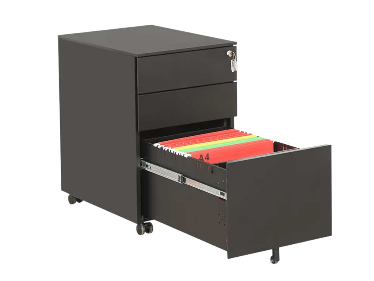 Mobile Pedestal File Cabinet - Black