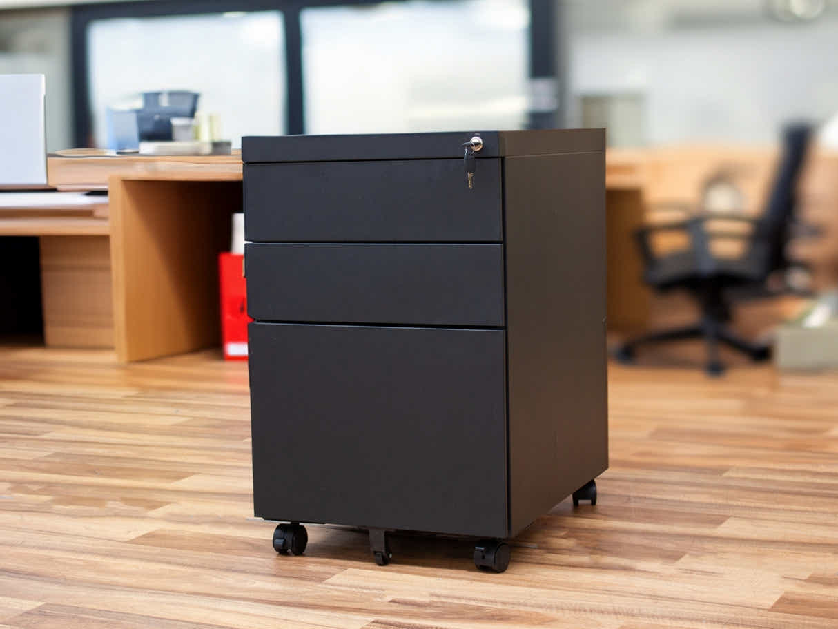 Mobile Pedestal File Cabinet - Black