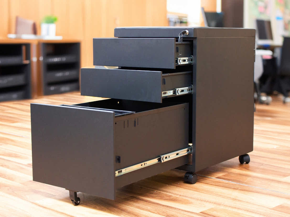 Mobile Pedestal File Cabinet - Black