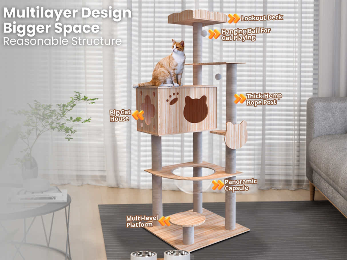 Cat Tree Wooden 1.65m