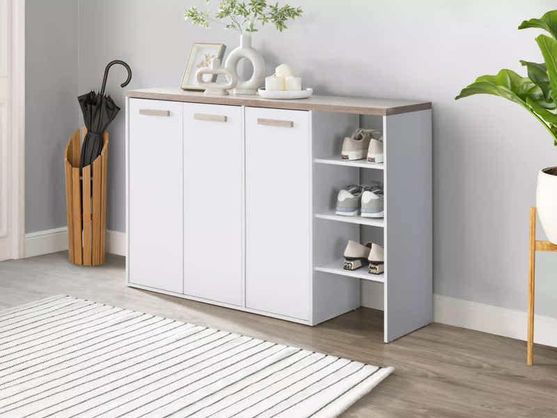 Orewa 3-Door Shoe Cabinet with Open Shelf