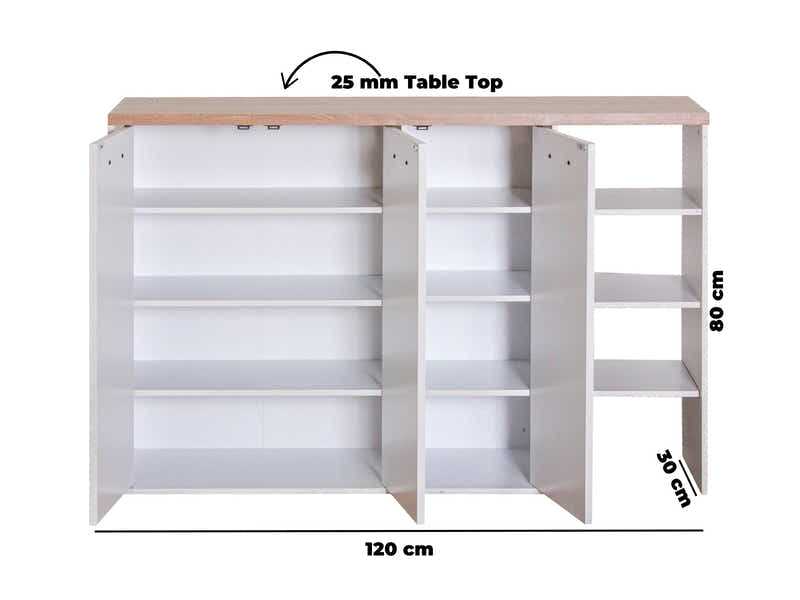Orewa 3-Door Shoe Cabinet with Open Shelf