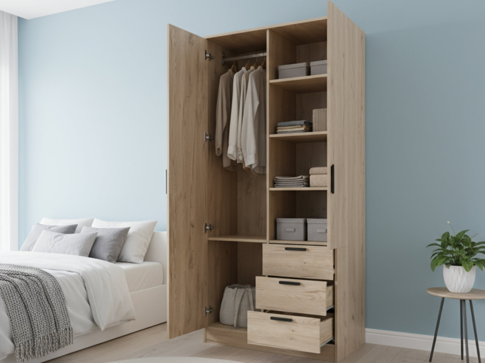 DS Kane 2 Doors Wardrobe With Drawers