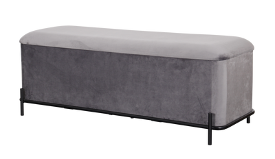 Delani Velvet Ottoman Bench With Storage - Charcoal