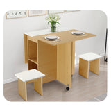 DS BD Multifunctional 5 Piece Foldable Dining Table and Chair Set Wooden Home