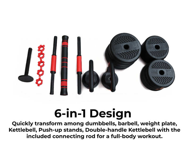 Dumbbell Set 6in1 Adjustable Barbell 20KG