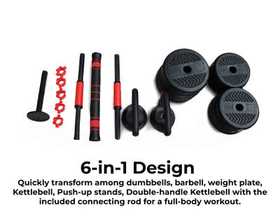 Dumbbell Set 6in1 Adjustable Barbell 40KG
