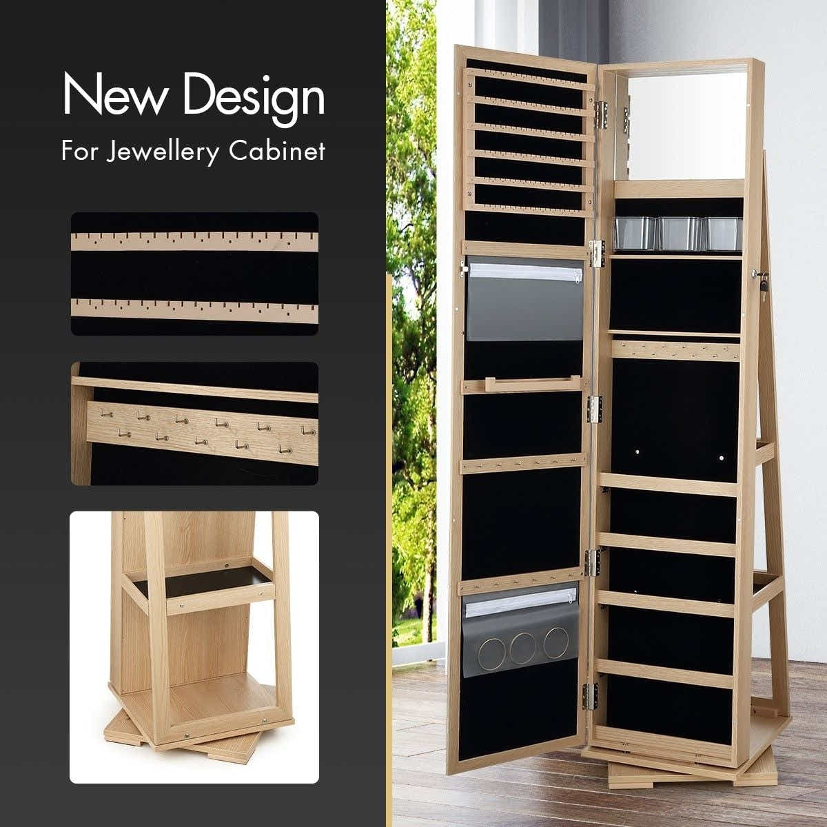 DS BD 360 Degree Mirror Jewellery Cabinet Freestanding Organiser Armoire